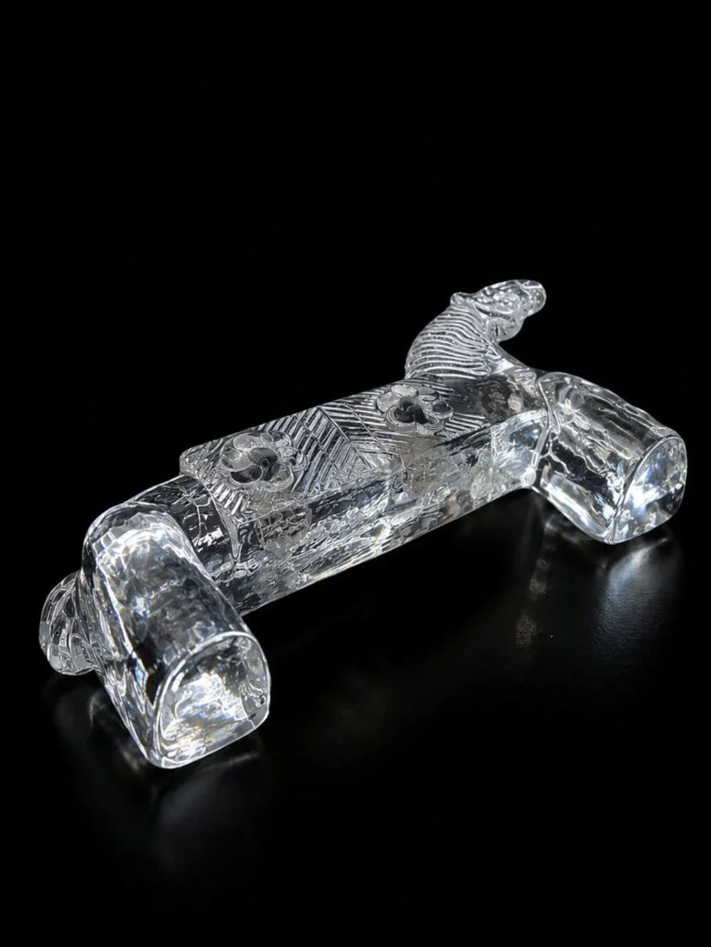 Kosta Boda Bertil Vallien Clear Glass Horse Candle Holder Sculpture Sweden 10.5